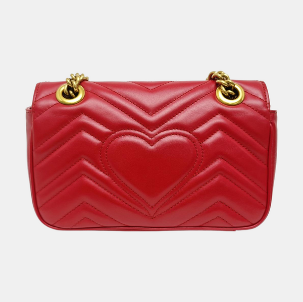 GG Marmont Small Quilted Calfskin Red