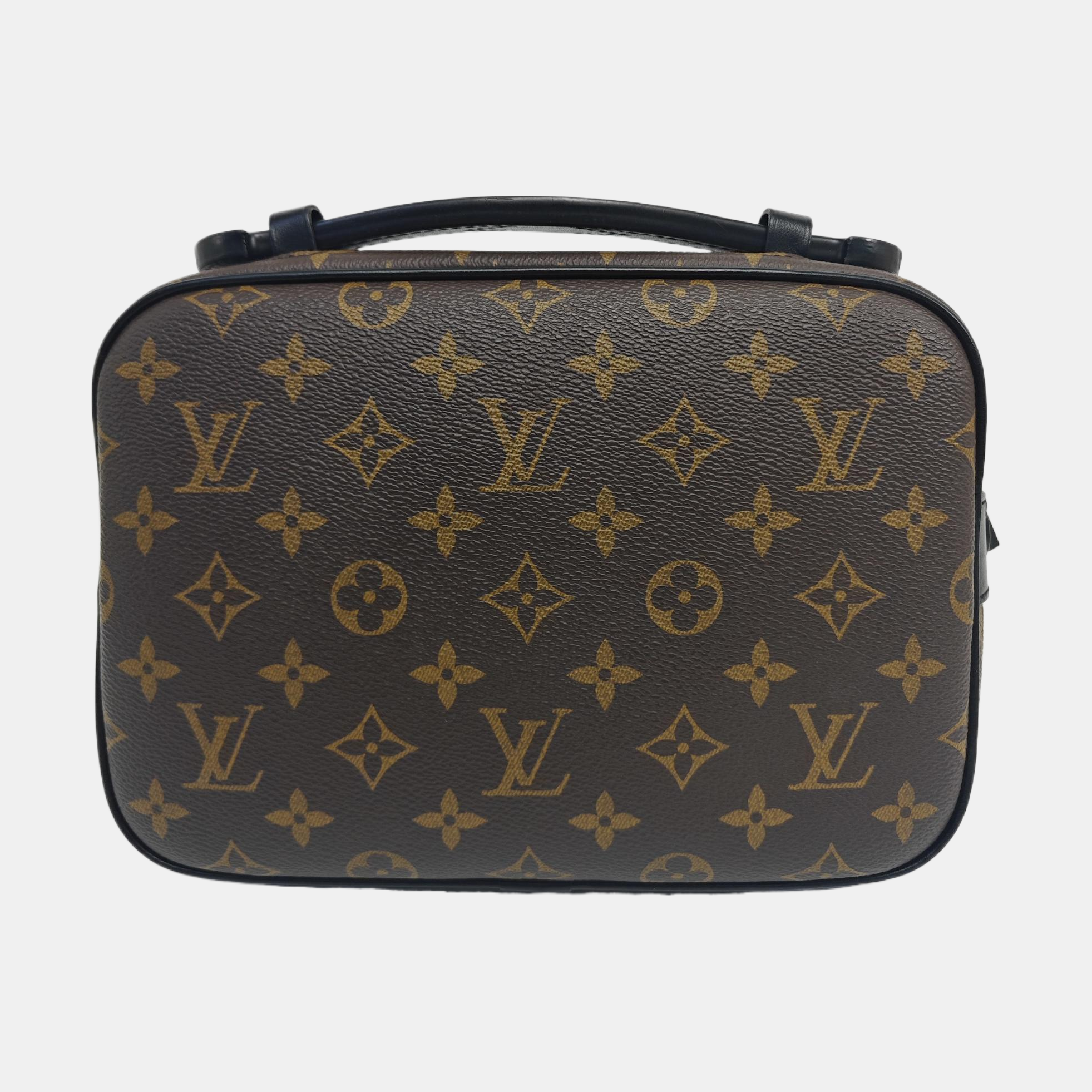 S LOCK Monogram Coated Canvas Brown