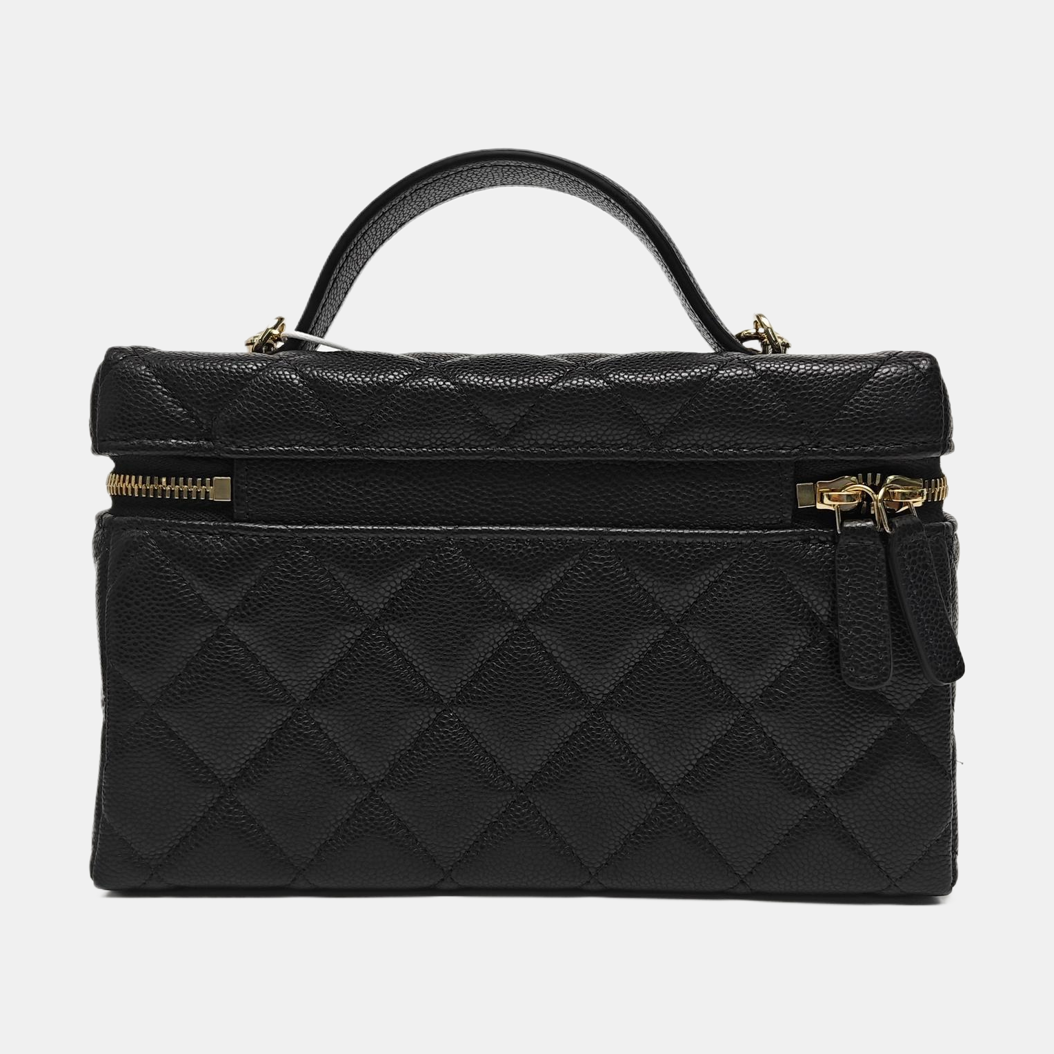 Quilted Grained Calfskin Shoulder Bag Black