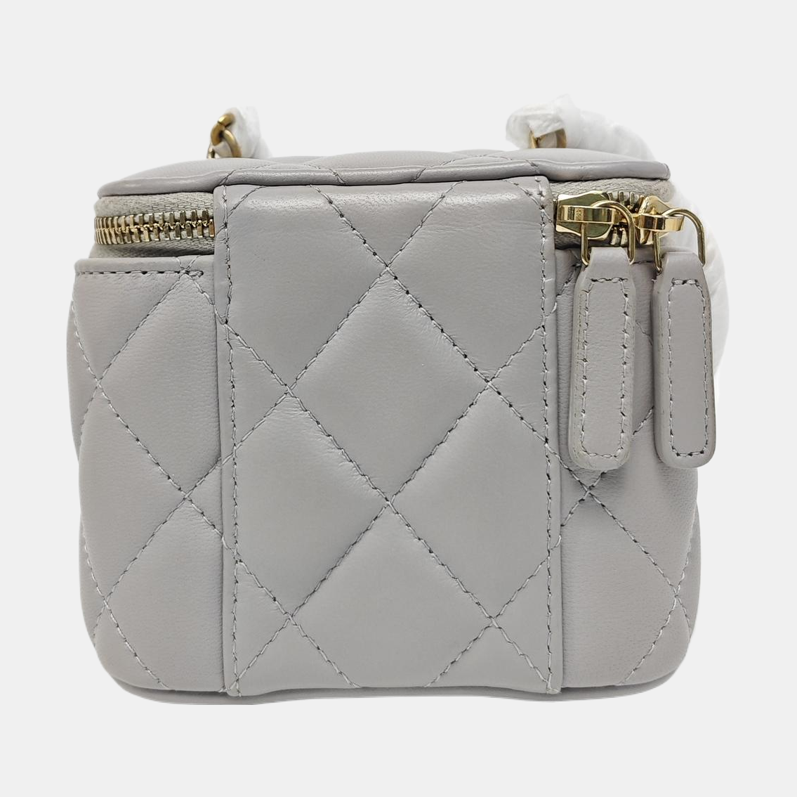 VANITY CASE Mini Quilted Lambskin Gray