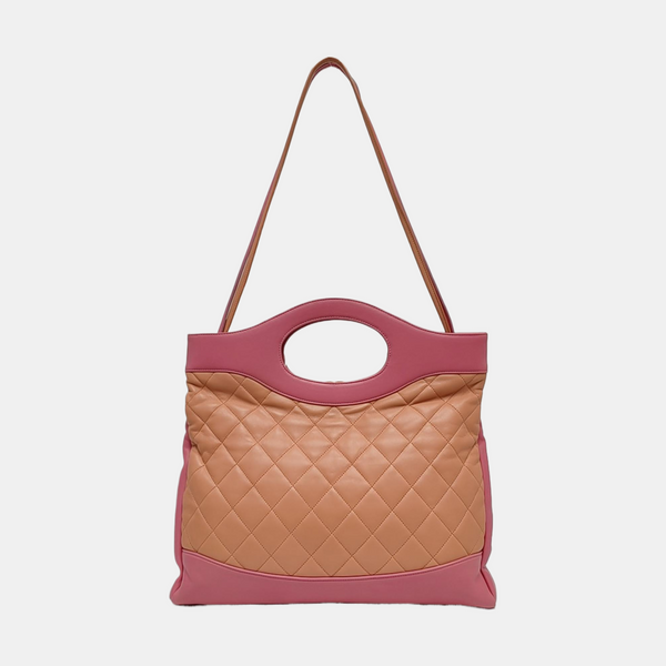 CHANEL 31 Piel de Becerro Acolchada Grande Beige