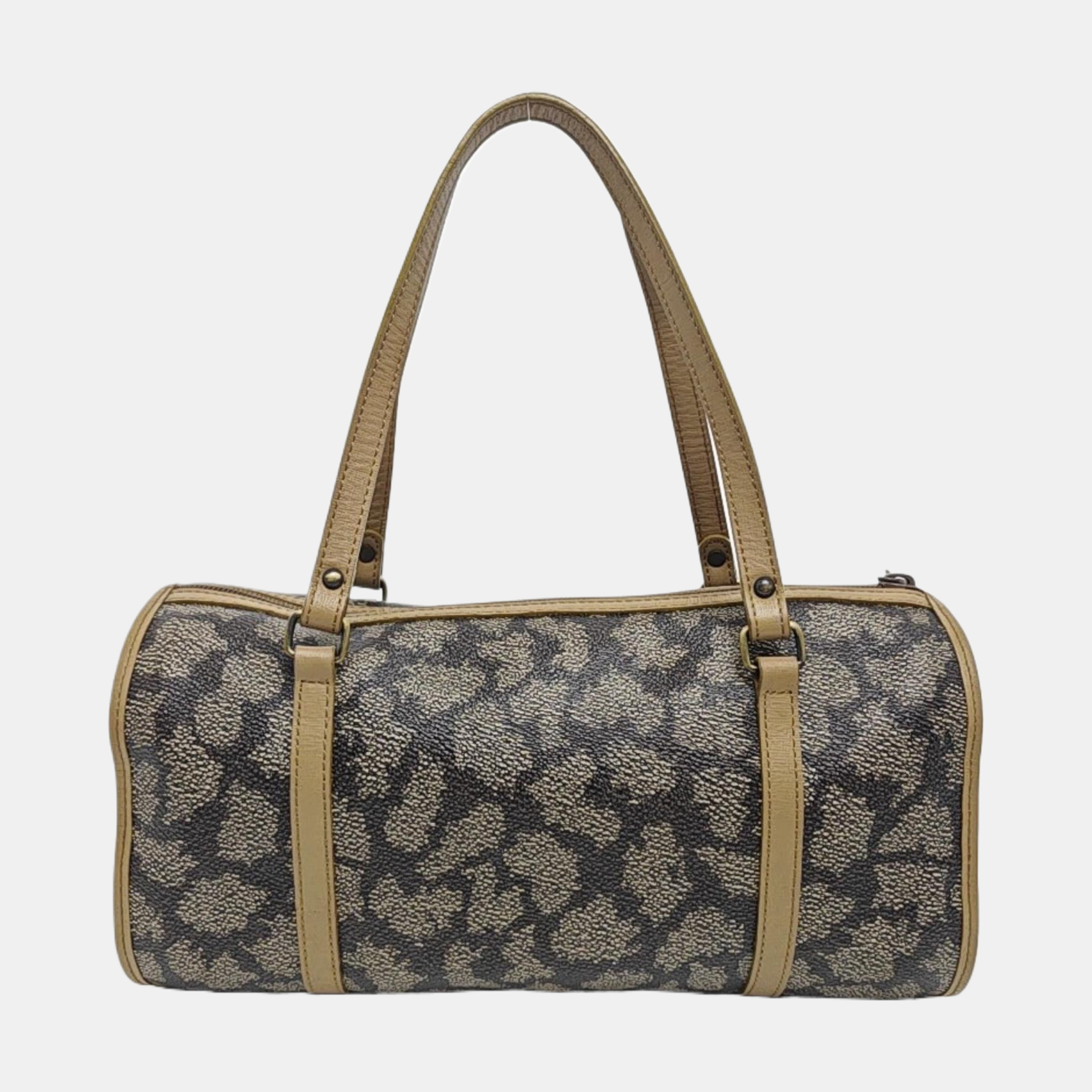 Coated Canvas Top Handle Bag Gray