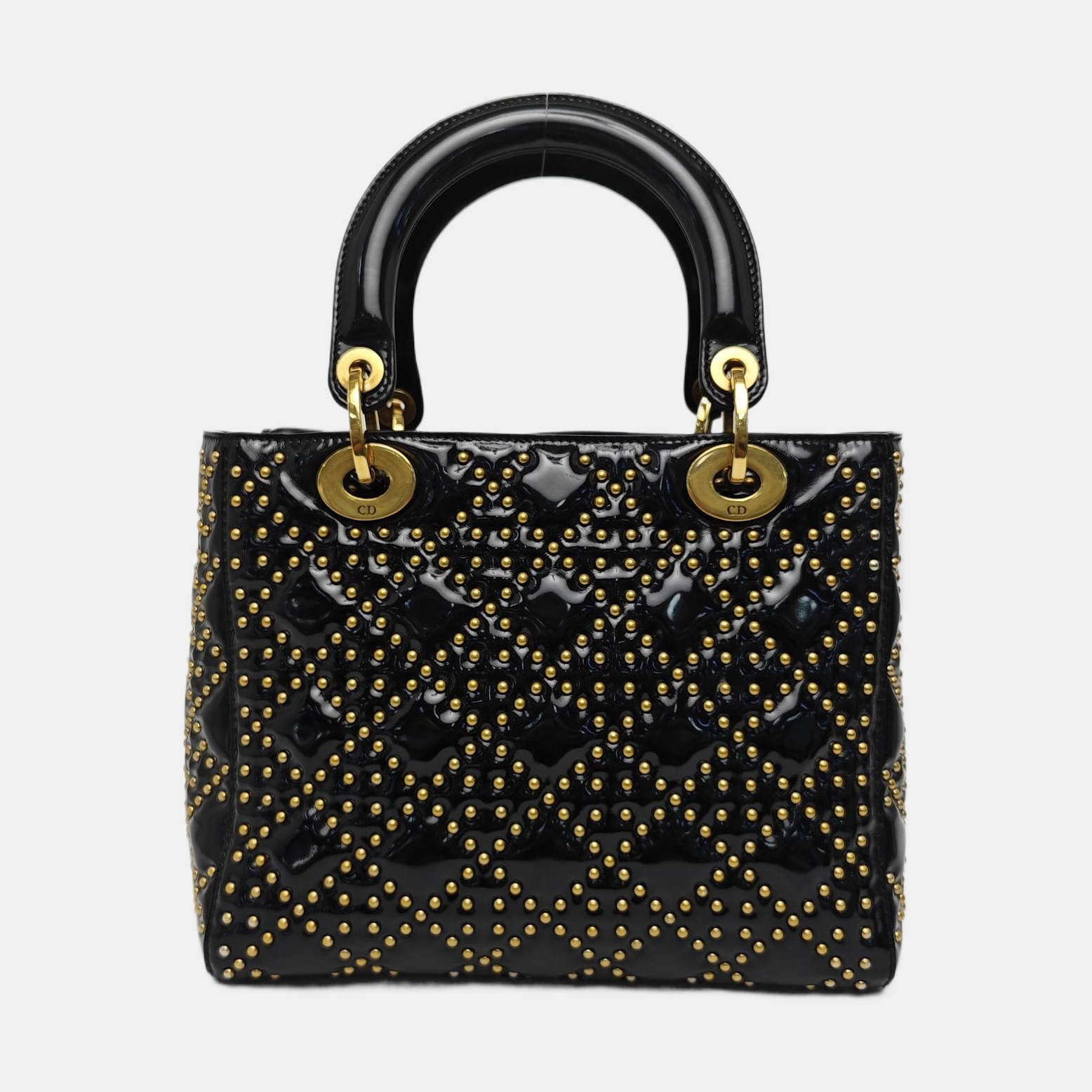 Lady Dior Medium Quilted Patent Leather Black