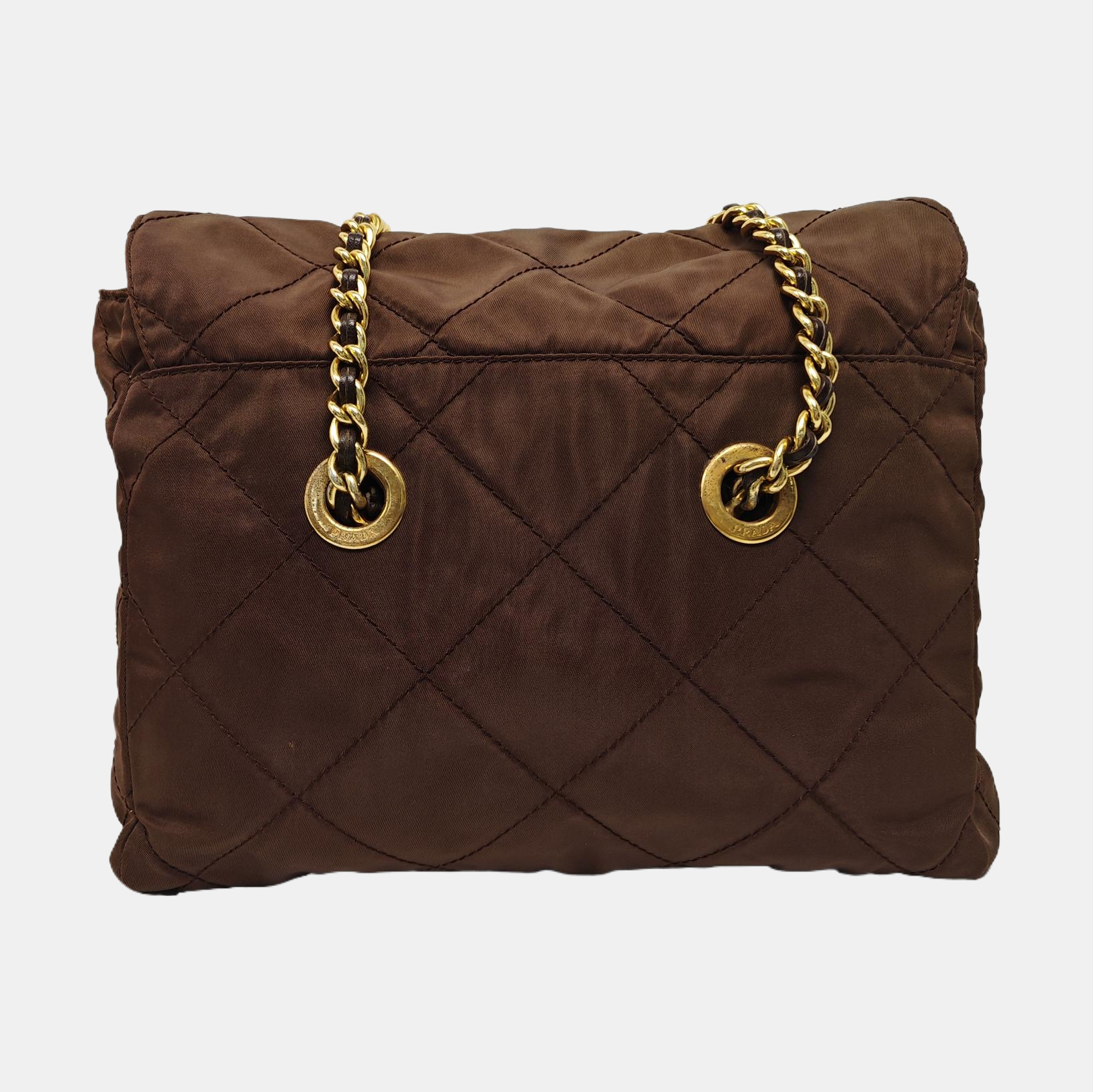 Quilted Nylon Shoulder Bag Brown