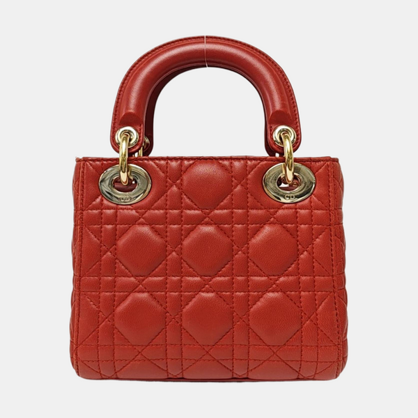 Lady Dior Mini Cannage Lambskin Red