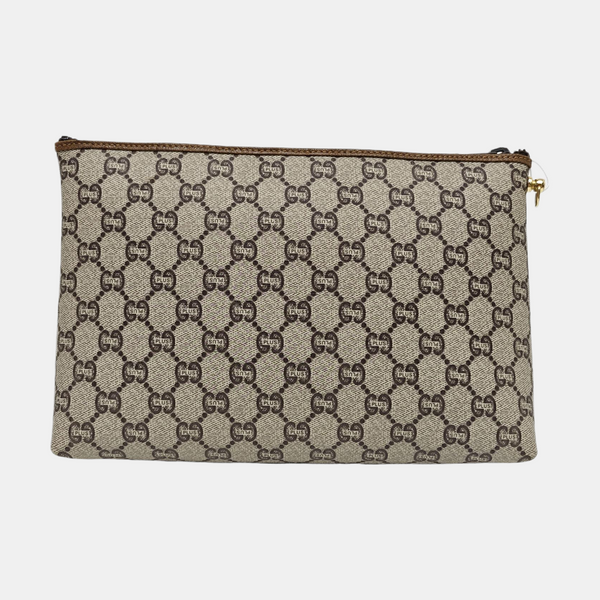 Monogram Coated Canvas Clutch Beige