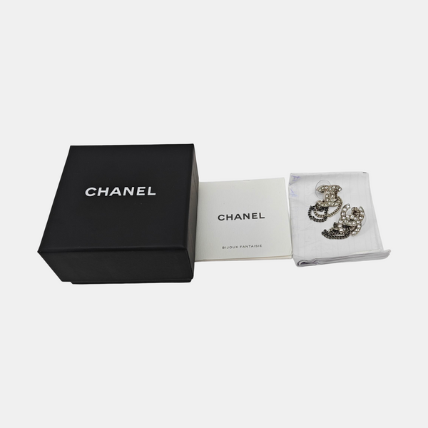 CC Logo Metal Silver Stud Earrings