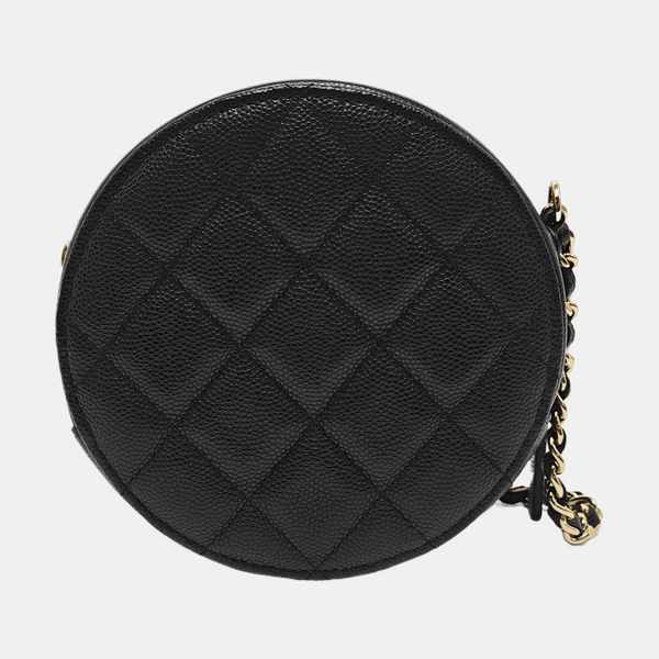 ROUND Quilted Grained Calfskin Black