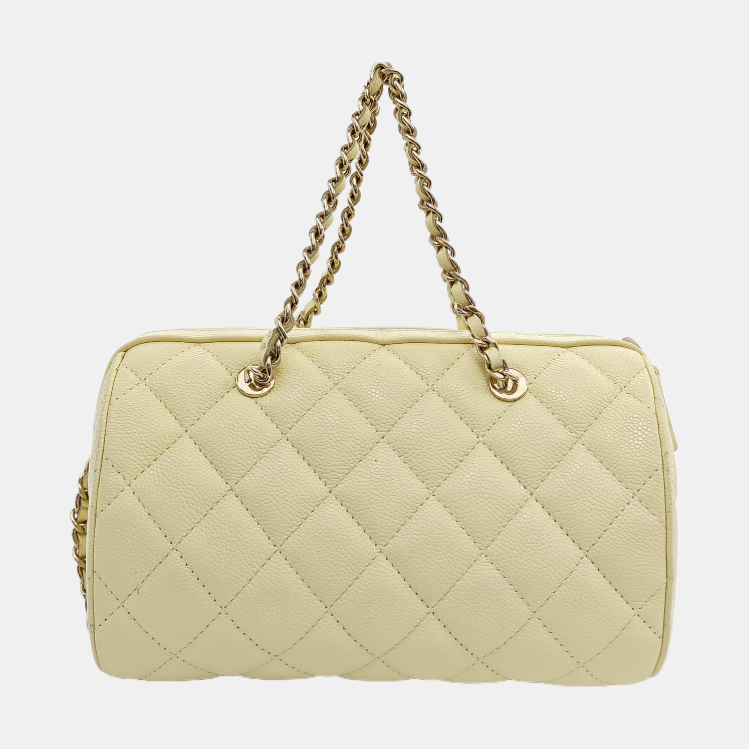 BOWLING Small Quilted Grained Calfskin Yellow