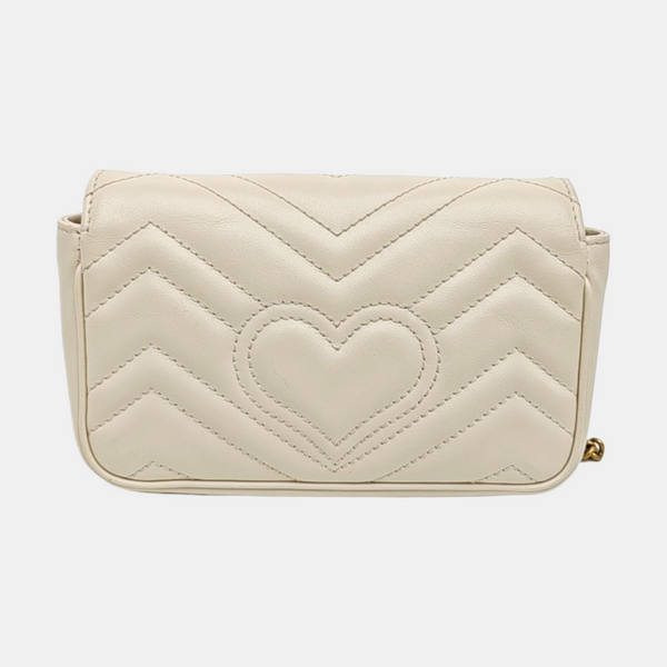 GG Marmont Mini Quilted Calfskin White