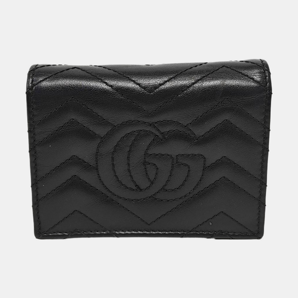GG Marmont Mini Quilted Calfskin Black Card Holder
