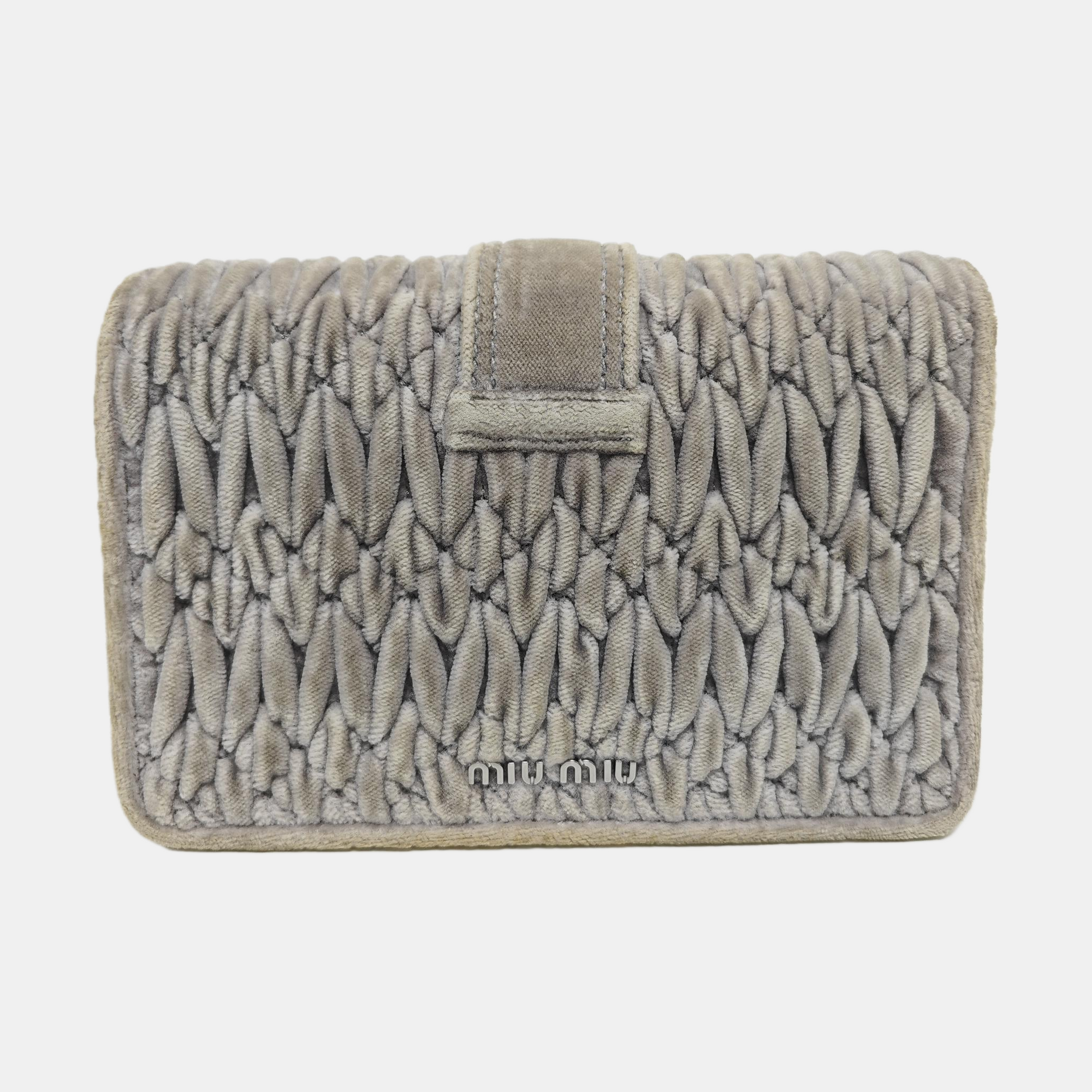Quilted Velvet Shoulder Bag Gray