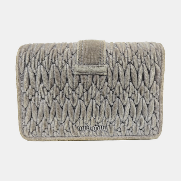 Quilted Velvet Shoulder Bag Gray
