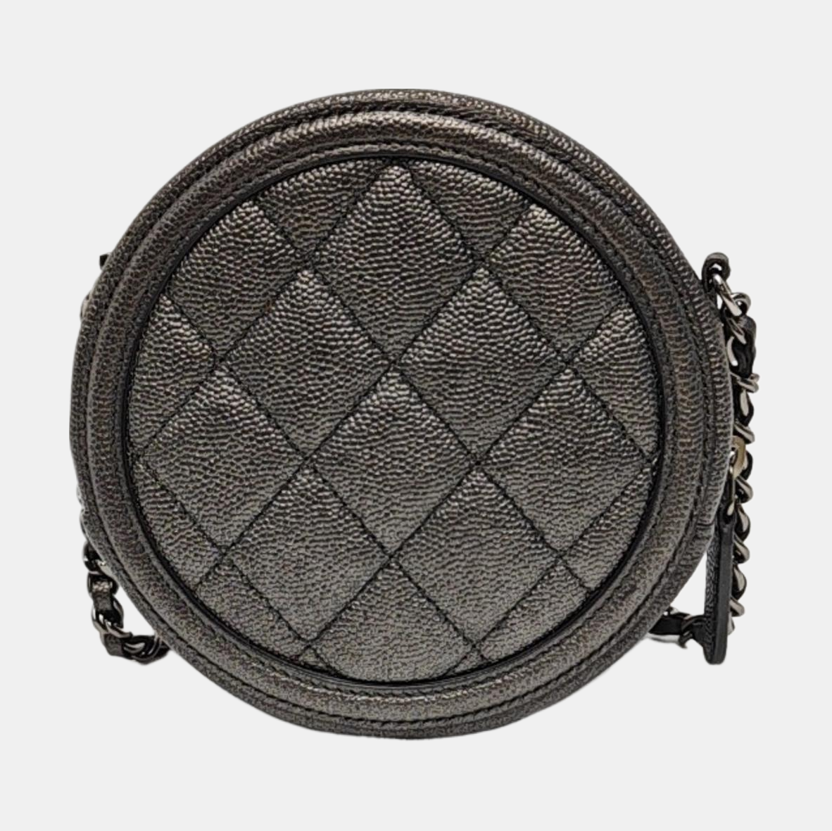 Quilted Grained Calfskin Shoulder Bag Gray