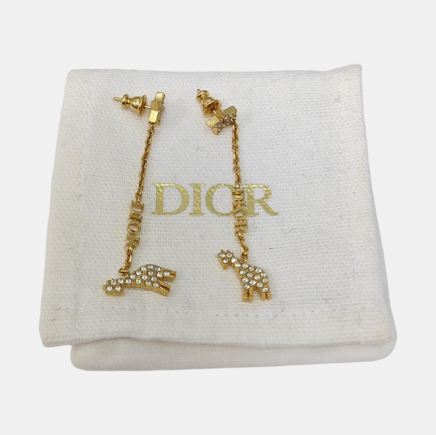 Diorable Metal Gold Stud Earrings