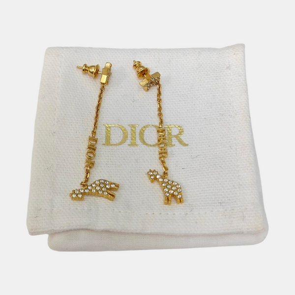 Diorable Metal Gold Stud Earrings