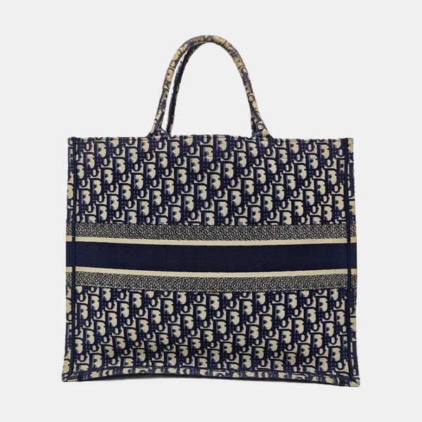 Book Tote Large Oblique Canvas Blue