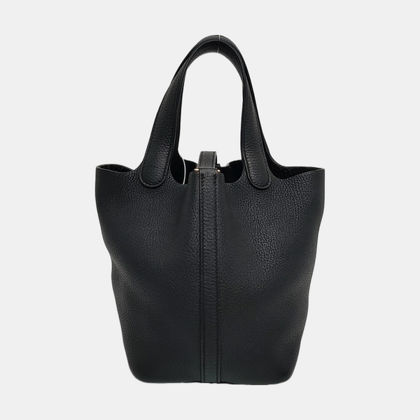 Authenticated pre-owned  Picotin Lock Clemence Black - Bucket Bag at Looply