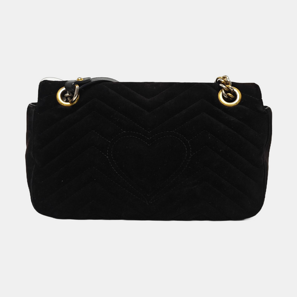 GG Marmont Medium Quilted Velvet Black