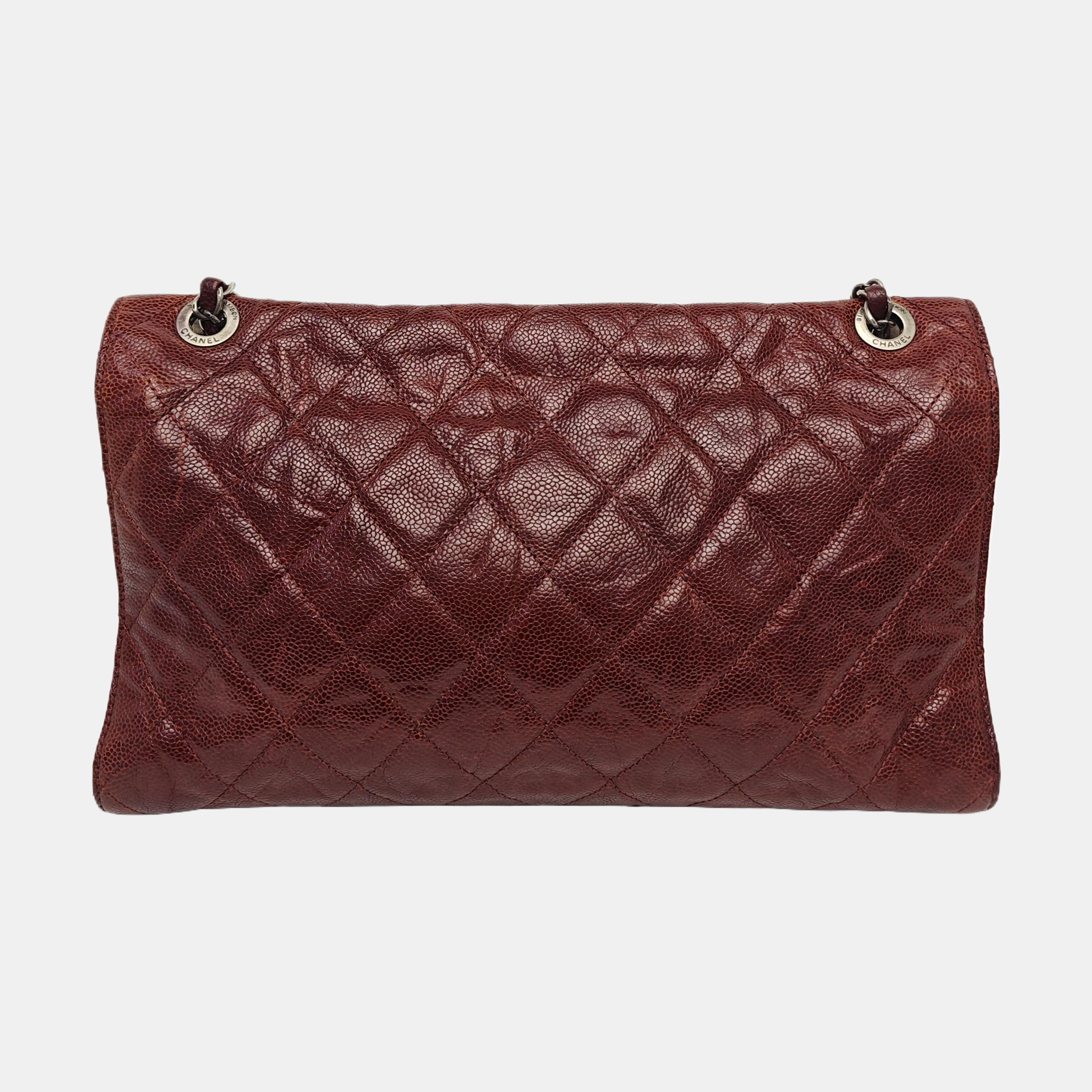 Quilted Grained Calfskin Shoulder Bag Red