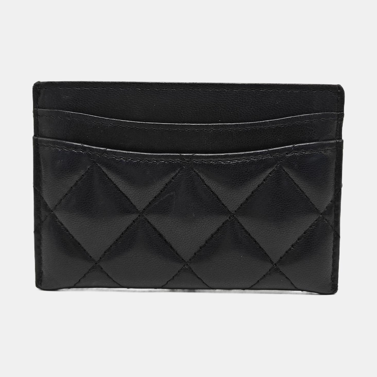 Quilted Lambskin Card Holder Black