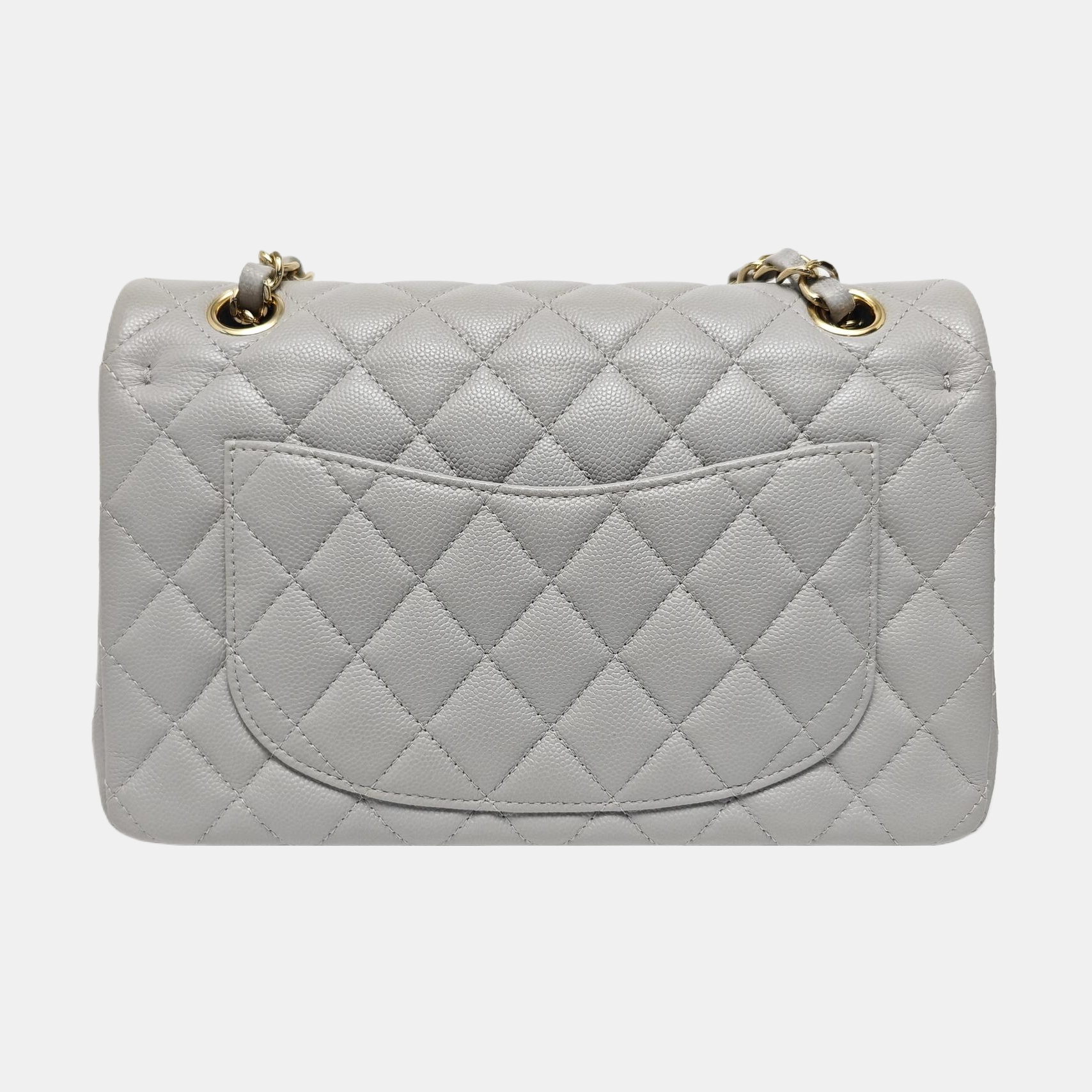 CLASSIC FLAP Small Quilted Grained Calfskin Gray