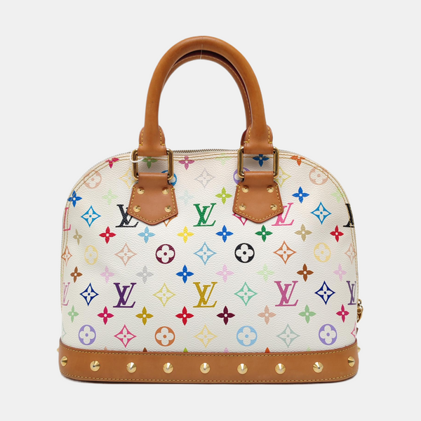LV × TM Alma Pequeño Monogram Lona Revestida Blanca