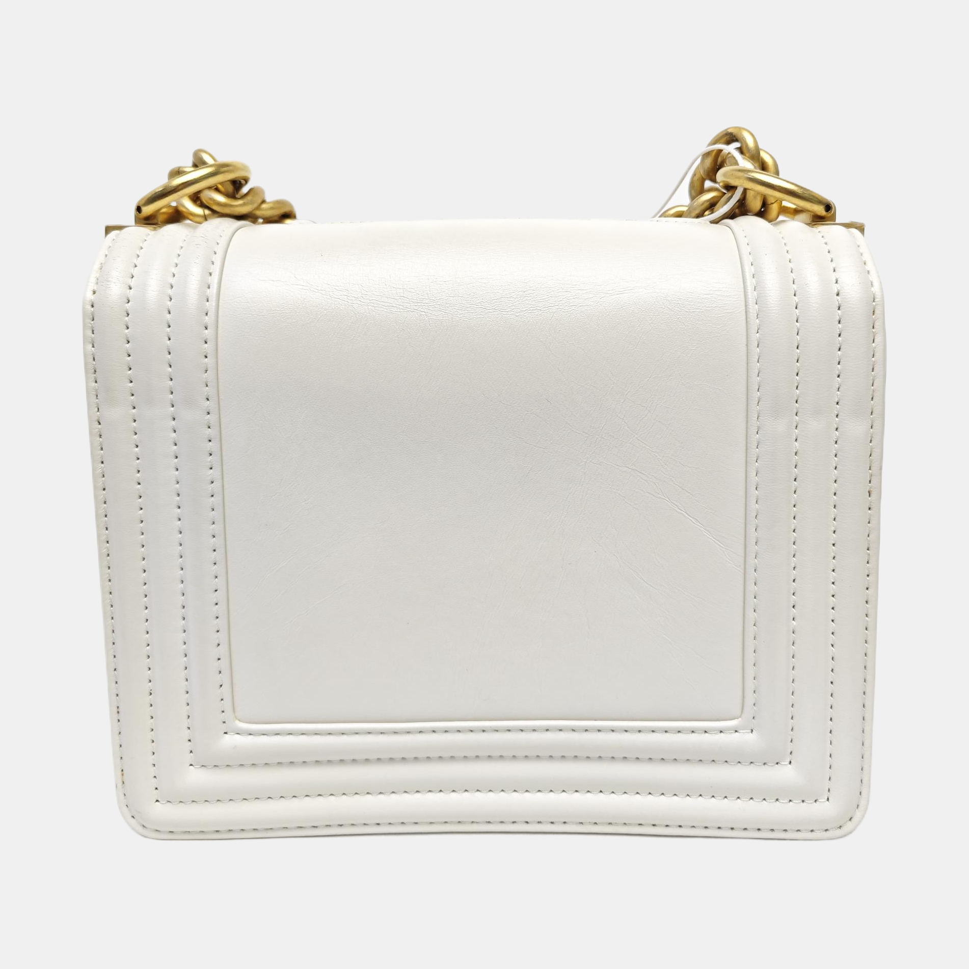 BOY CHANEL Mini Quilted Calfskin White