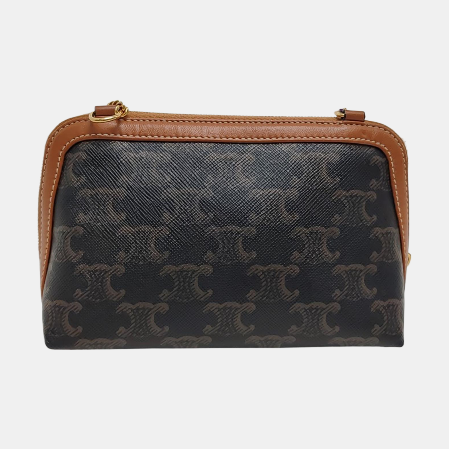Authenticated pre-owned  TRIOMPHE CANVAS Mini Coated Canvas Brown - Shoulder Bag at Looply