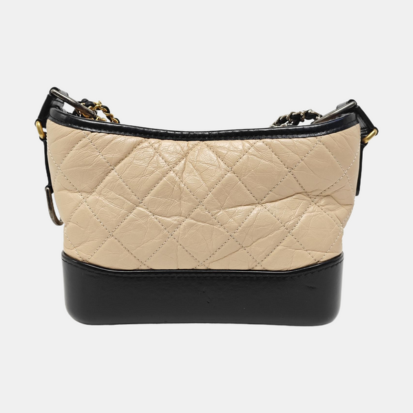 GABRIELLE Small Quilted Calfskin Beige