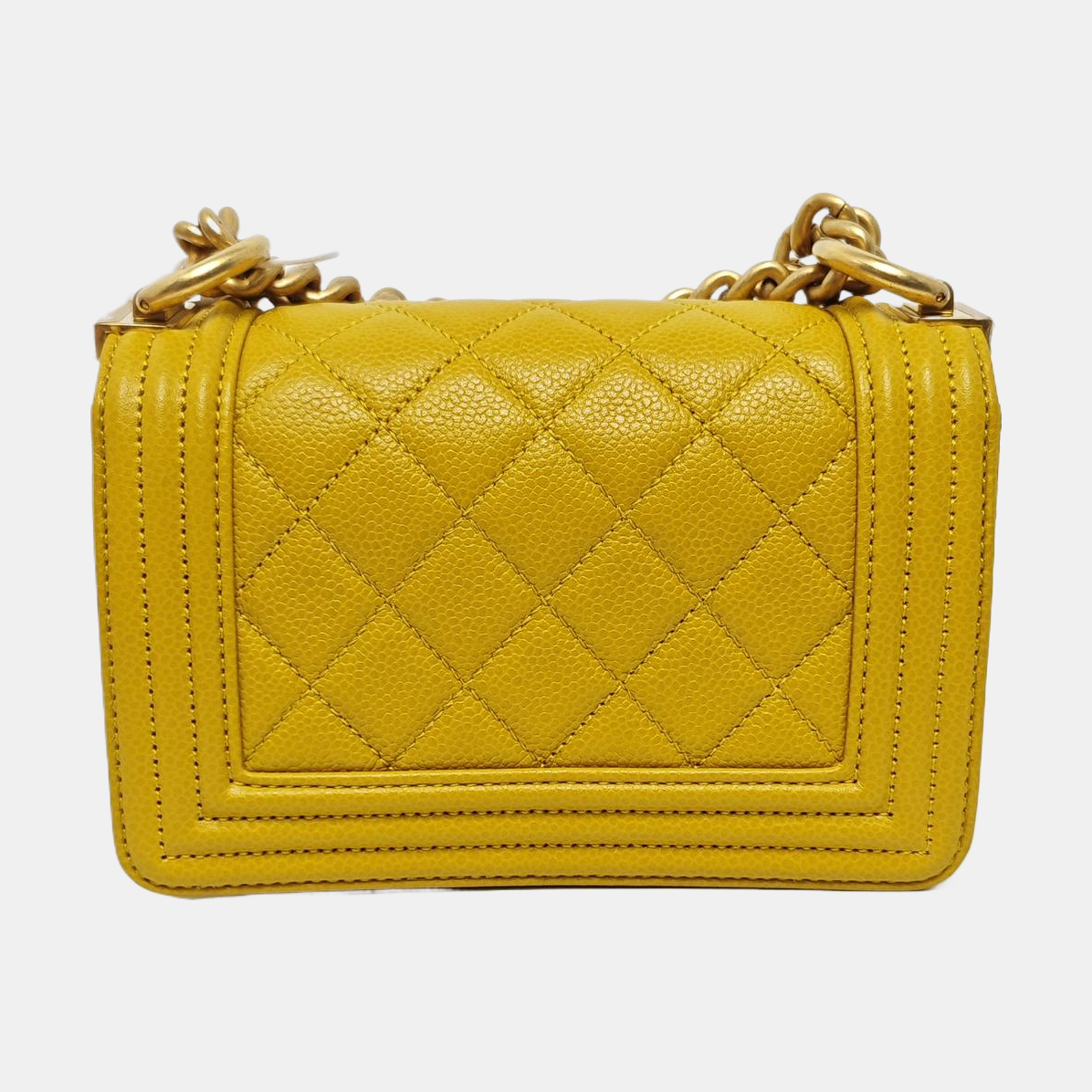 Authenticated pre-owned  BOY CHANEL Quilted Grained Calfskin Yellow - Shoulder Bag at Looply