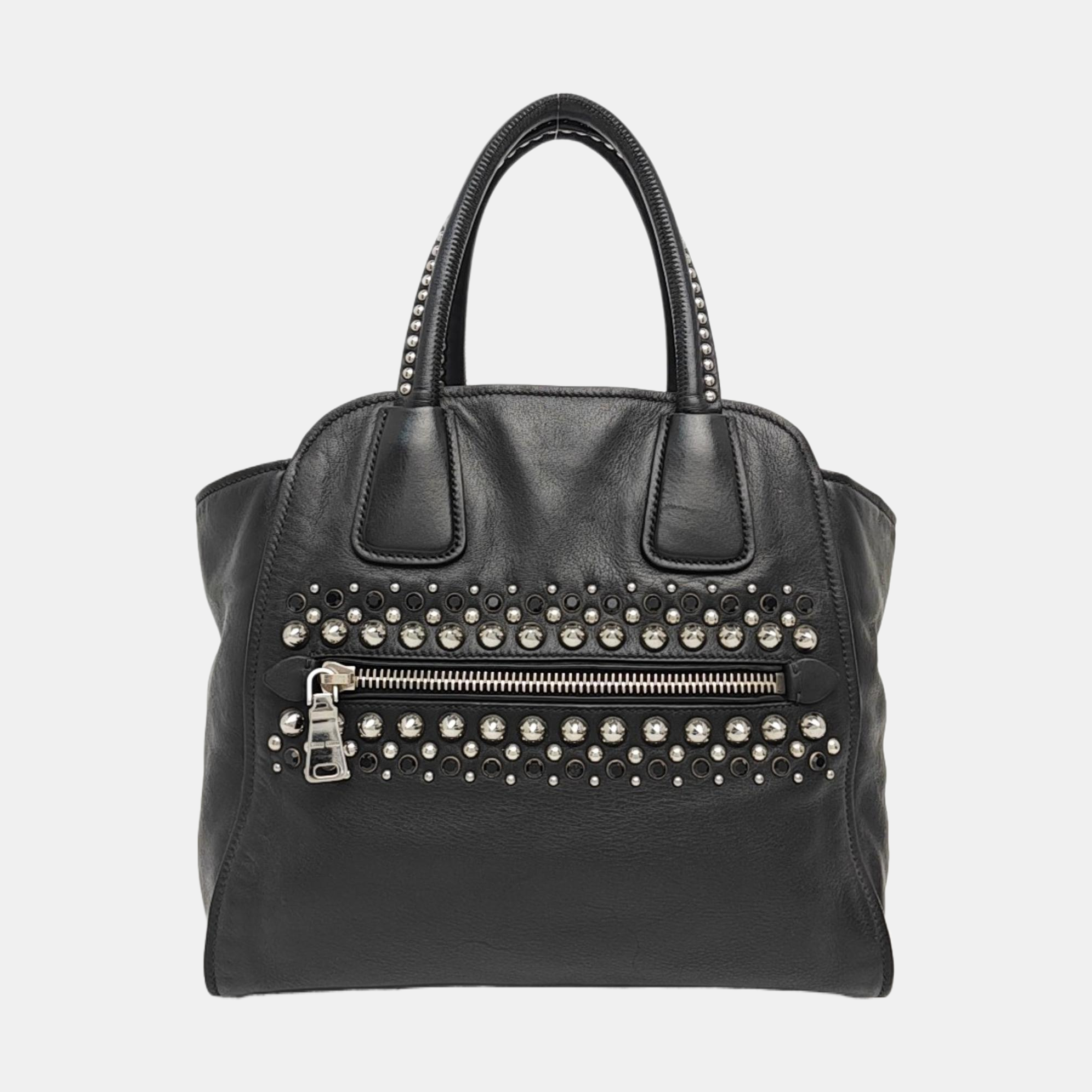 Calfskin Top Handle Bag Black