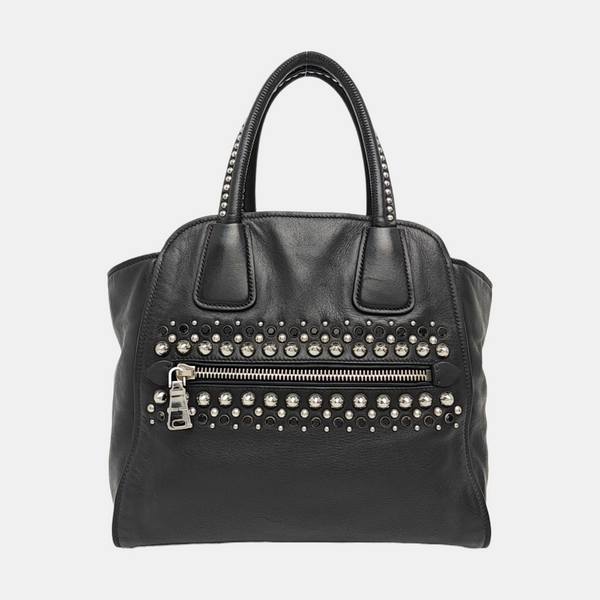Calfskin Top Handle Bag Black