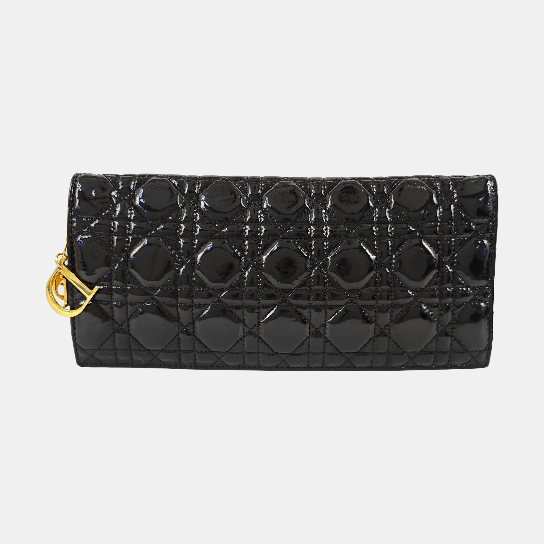 Lady Dior Medium Cannage Patent Leather Black