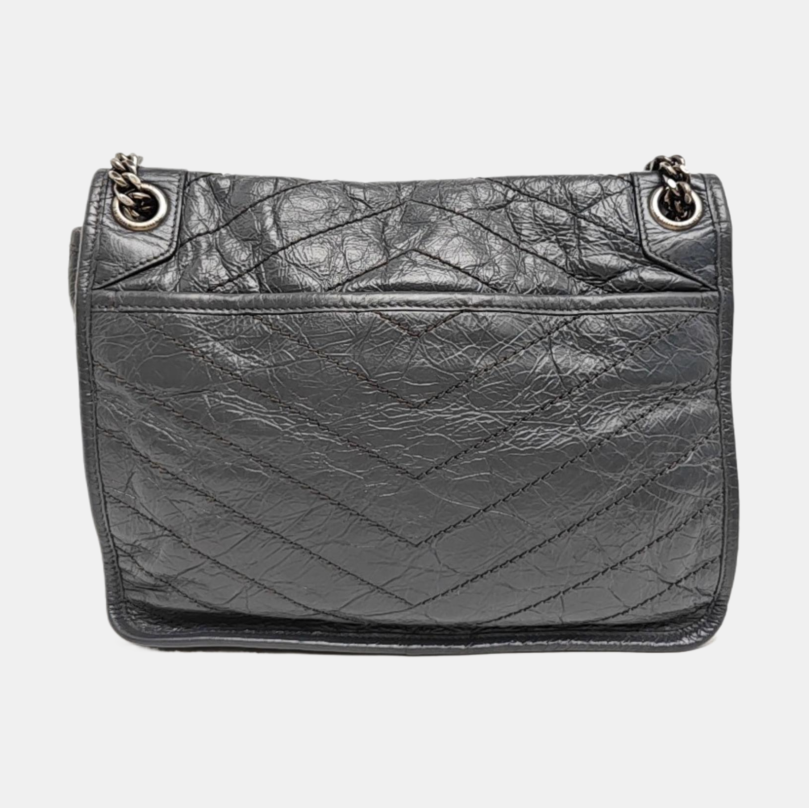 NIKI Medium Chevron Calfskin Gray