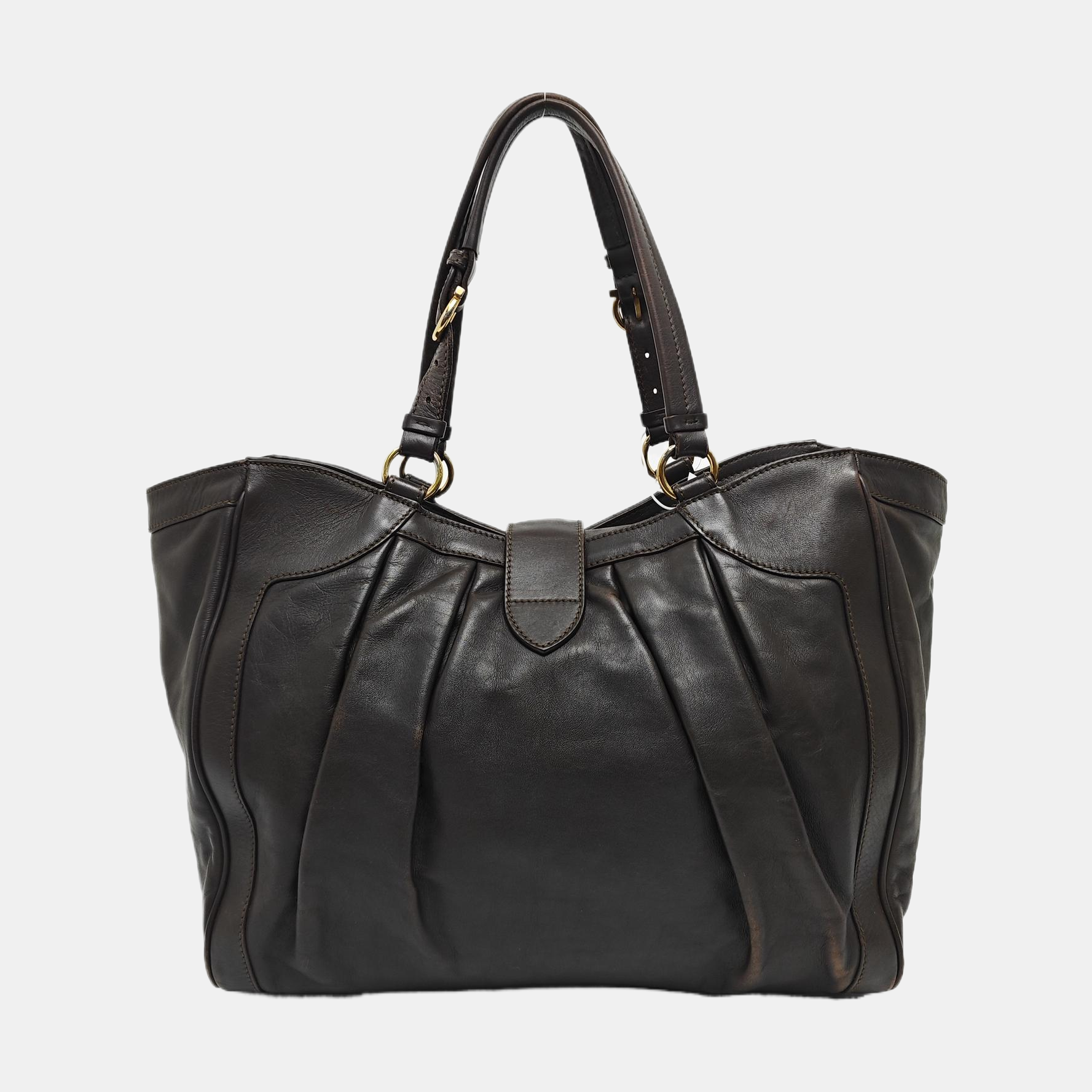 Calfskin Top Handle Bag Brown