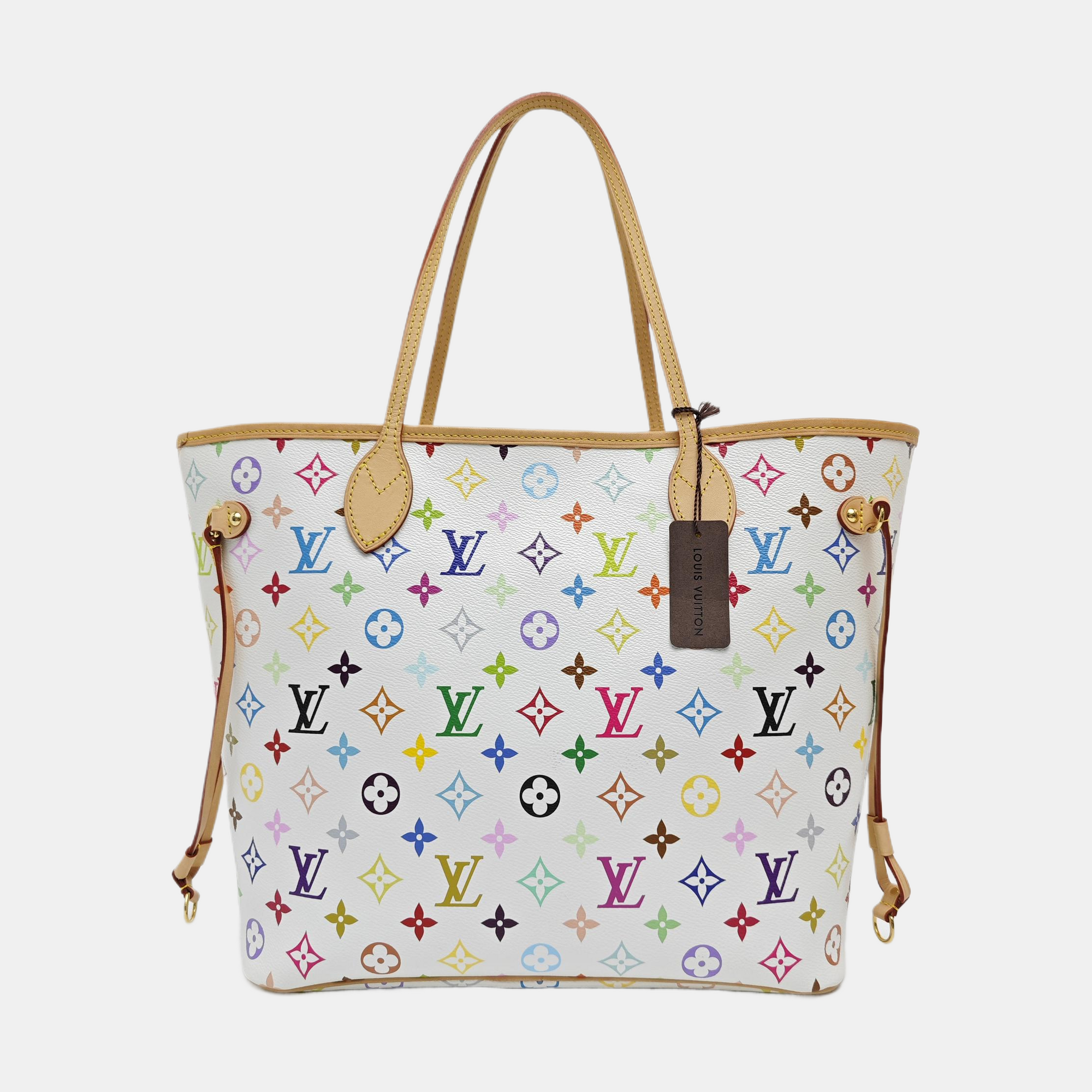 LV × TM NEVERFULL MM Monogram Coated Canvas White