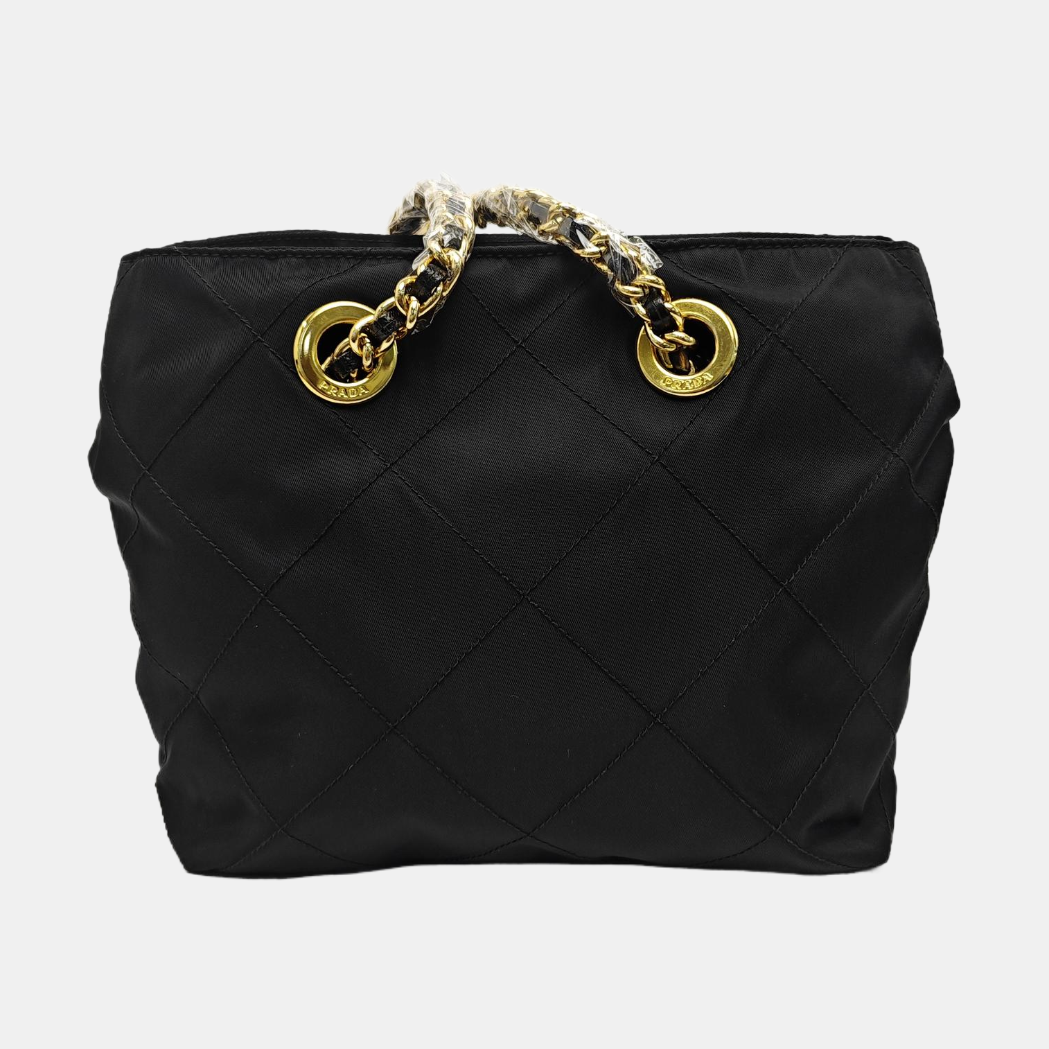 Quilted Nylon Shoulder Bag Black