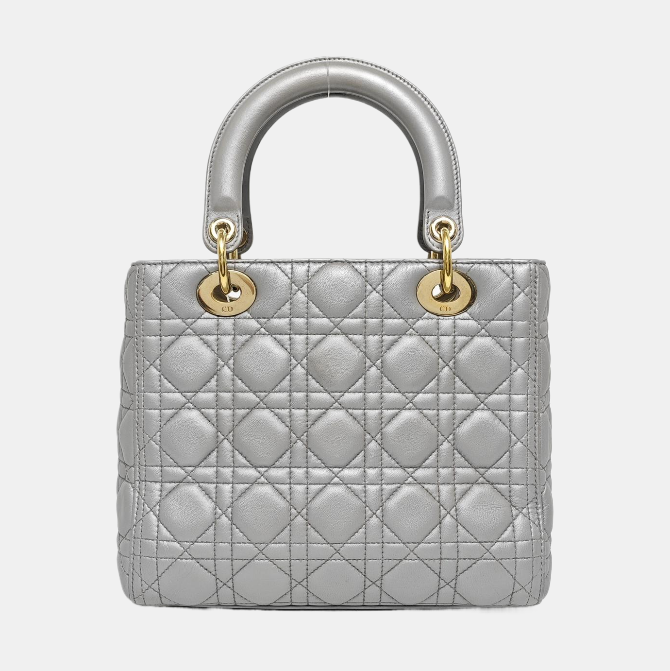 Authenticated pre-owned  Lady Dior Cannage Lambskin Silver - Shoulder Bag at Looply