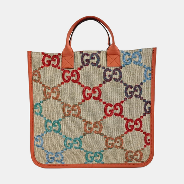 Monogram Fabric Tote Bag Beige