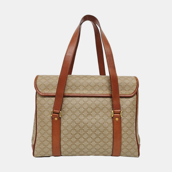 Coated Canvas Top Handle Bag Brown