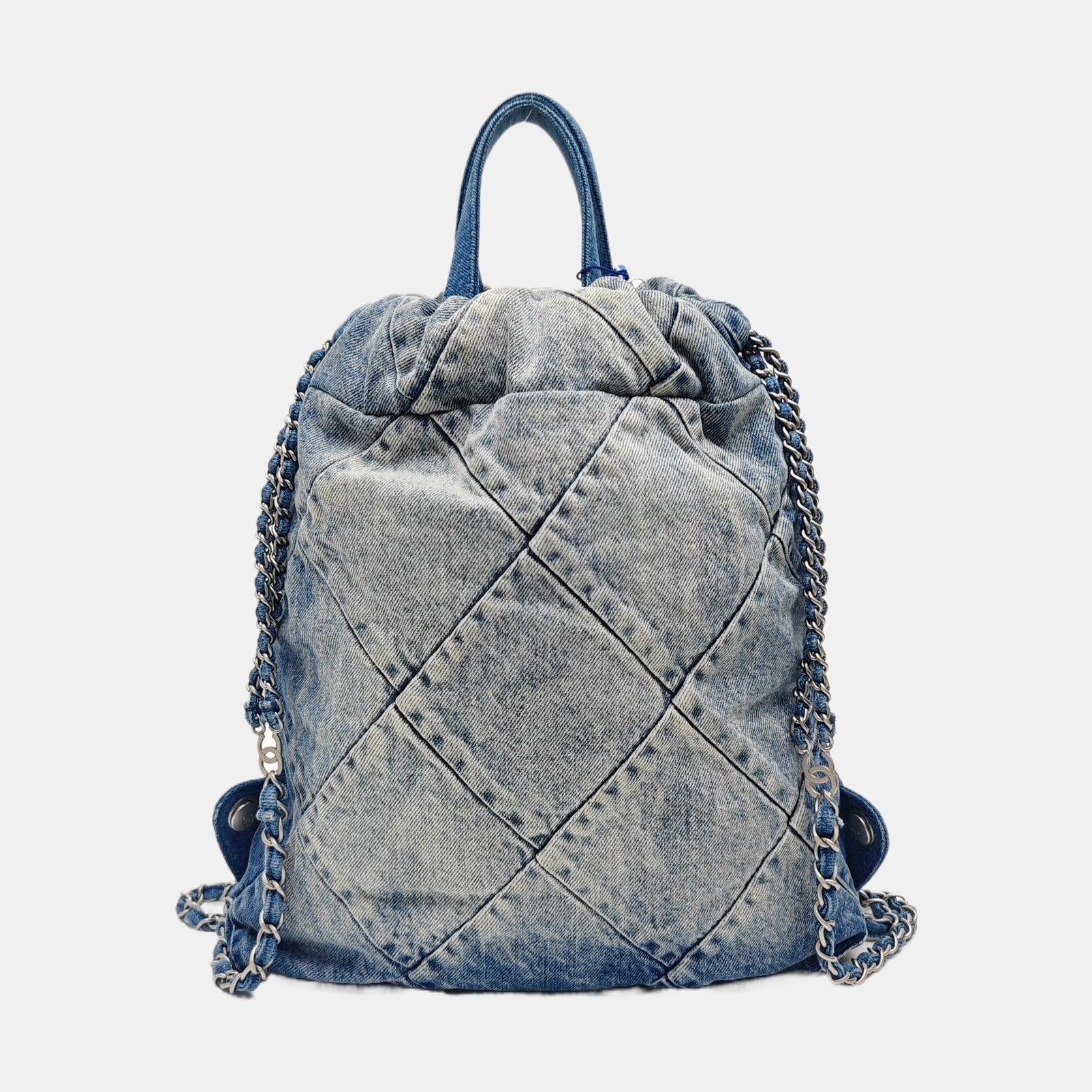 CHANEL 22 Small Quilted Denim Blue