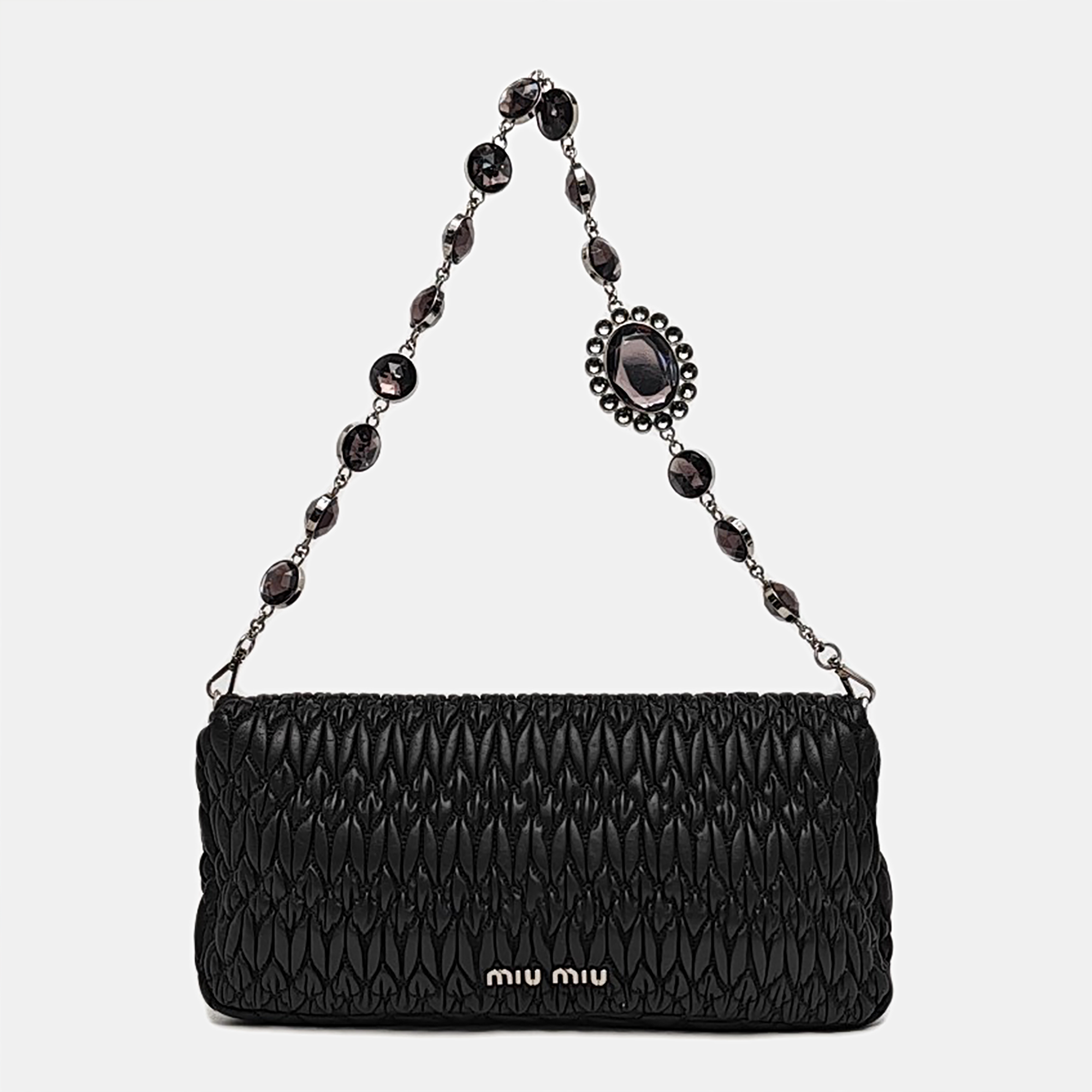 Quilted Lambskin Shoulder Bag Black