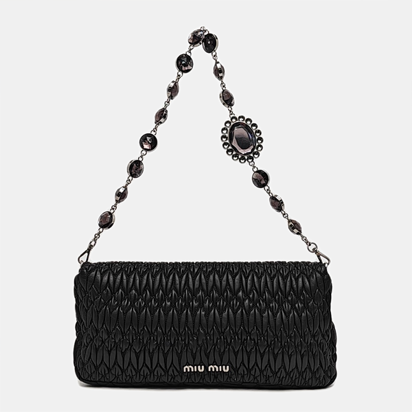 Quilted Lambskin Shoulder Bag Black