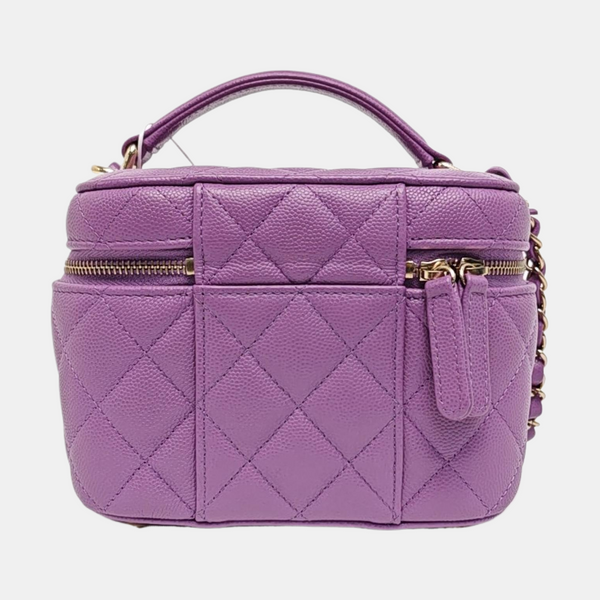 VANITY CASE Quilted Grained Calfskin Purple