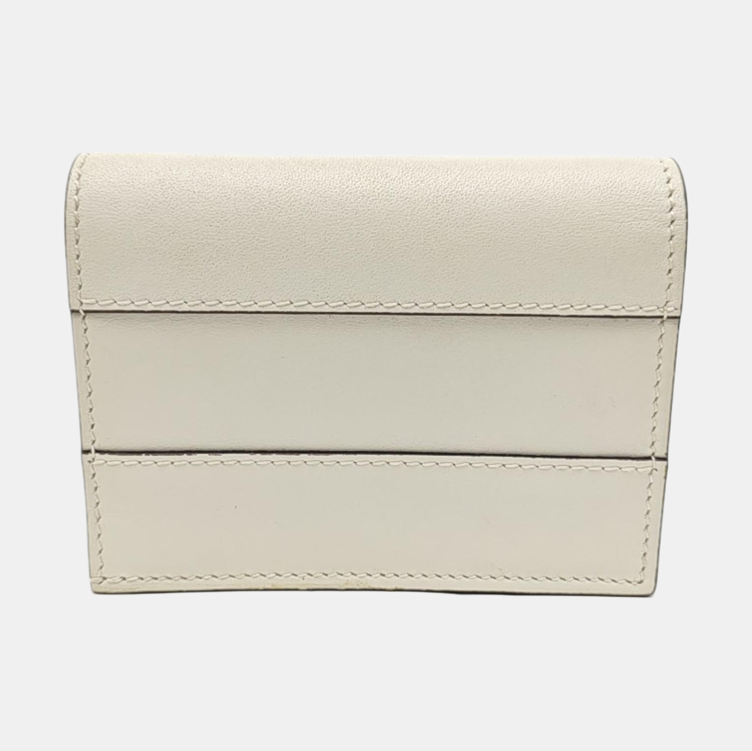 Queen Margaret Calfskin White Card Holder