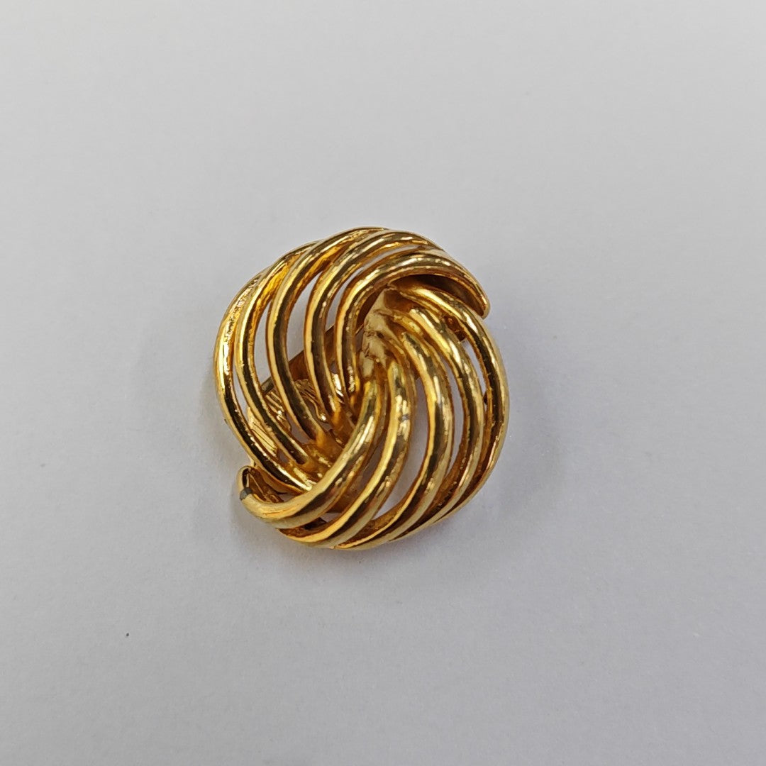 Twist Round Metal Gold Clip On Earrings