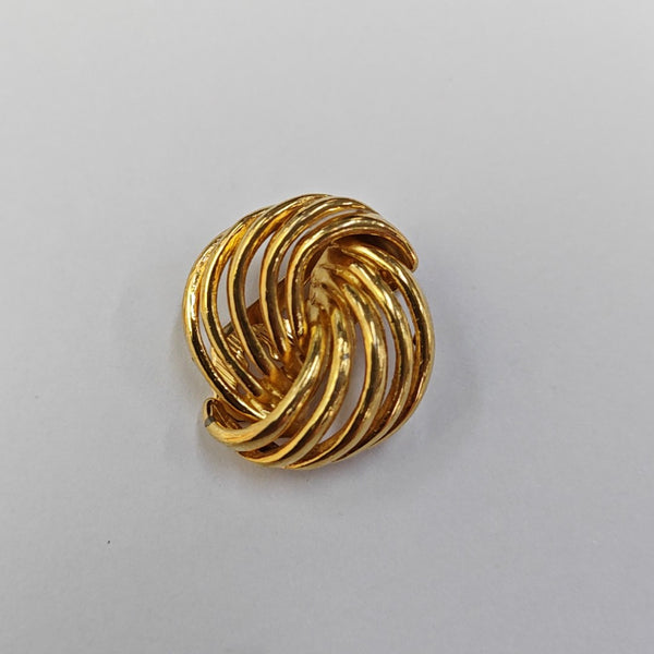 Twist Round Metal Gold Clip On Earrings