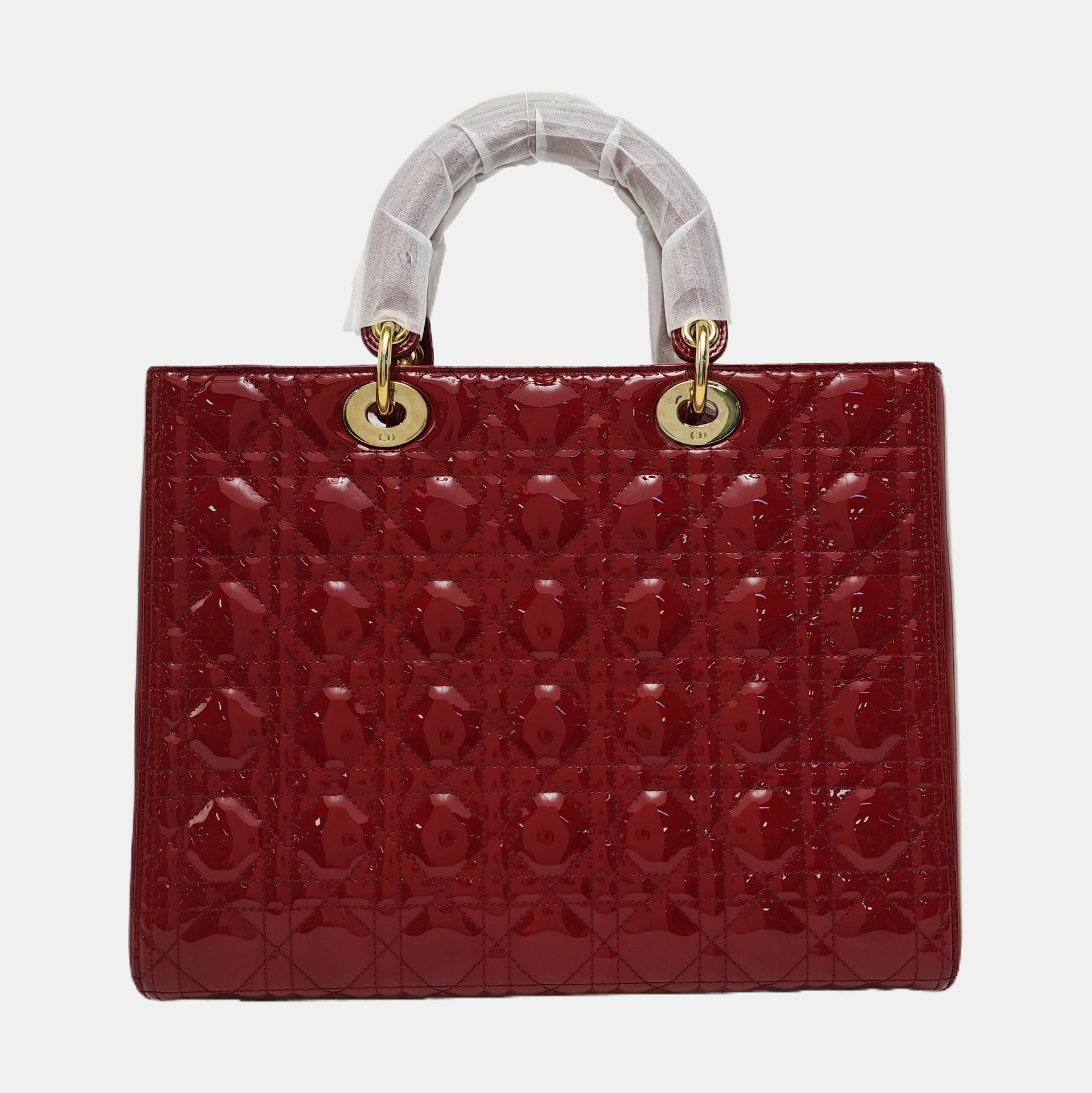 Lady Dior Large Cannage Patent Leather Red