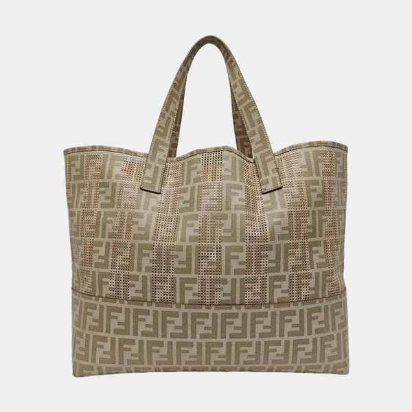 Coated Canvas Shoulder Bag Beige